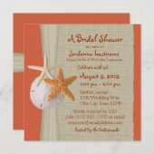 スターフィッシュアンドバーラップルックブライダルシャワー 招待状 (正面/裏面)