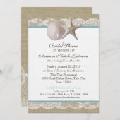 スターフィッシュアンドホワイトレースブライダルシャワー 招待状 (正面/裏面)