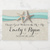 スターフィッシュアンドリボンアクアビーチ結婚式 スパークリングワインラベル (シングルラベル)