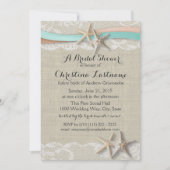 スターフィッシュアンドリボンアクアピーチブライダルシャワー 招待状 (正面)