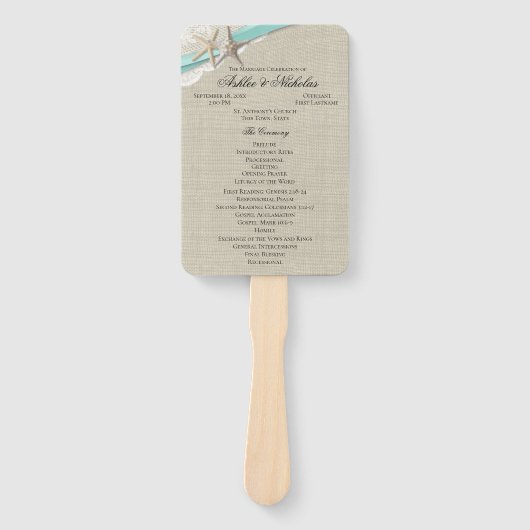 スターフィッシュアンドリボンアクア結婚式 プログラムファン ハンドファン (正面)