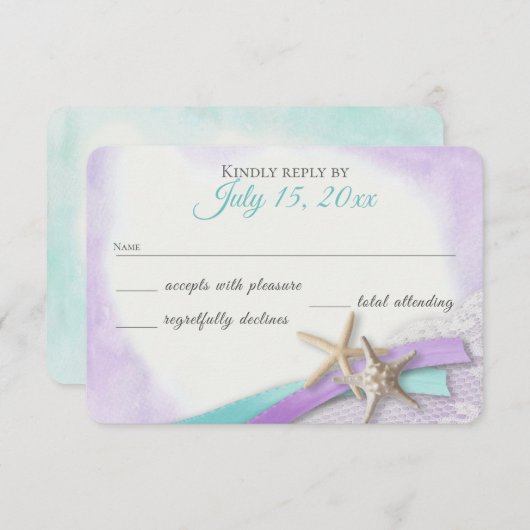 スターフィッシュアンドレースヴィンテージビーチパープル 出欠カード (正面/裏面)