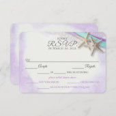 スターフィッシュアンドレースヴィンテージビーチパープルRSVPカード 出欠カード (正面/裏面)