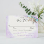 スターフィッシュアンドレースヴィンテージビーチパープルRSVPカード 出欠カード (スタンド正面)