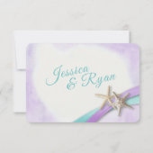 スターフィッシュアンドレースヴィンテージビーチパープルRSVPカード 出欠カード (裏面)