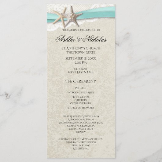 スターフィッシュアンドレース結婚式 プログラム (正面)