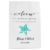 スターフィッシュウェルカムバッグ，目的地のウェディングゲスト ミディアムペーパーバッグ (正面)