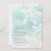スターフィッシュウォーターカラーサマービーチ結婚式 招待状 (正面)