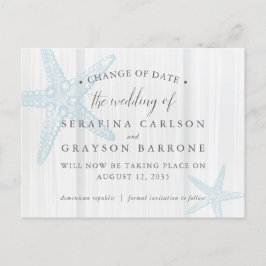 スターフィッシュウッドの日付素朴ビーチ結婚式の変更 案内ポストカード