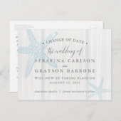 スターフィッシュウッドの日付素朴ビーチ結婚式の変更 案内ポストカード (正面/裏面)