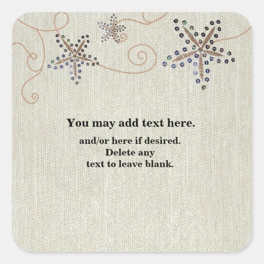 スターフィッシュエレガンスビーチ結婚式フェイスステッカー スクエアシール (正面)