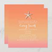 スターフィッシュオレンジ&ピンクビーチサマーブライダルシャワー 招待状 (正面/裏面)