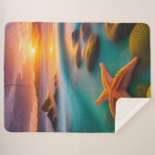 スターフィッシュオンビーチアットサンライズ シェルパブランケット (正面(横))