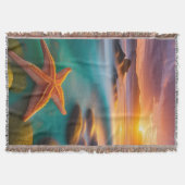 スターフィッシュオンビーチアットサンライズ スローブランケット (正面)