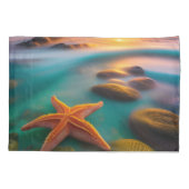 スターフィッシュオンビーチアットサンライズ 枕カバー (裏面)