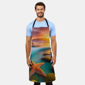スターフィッシュオンビーチアットドーン エプロン (着用した状態)