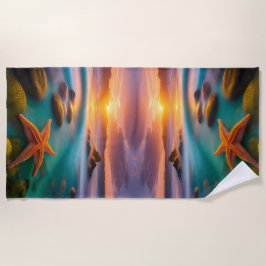 スターフィッシュオンビーチアットドーン ビーチタオル