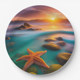 スターフィッシュオンビーチアットドーン ペーパープレート