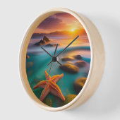 スターフィッシュオンビーチアットドーン 壁時計 (傾斜)