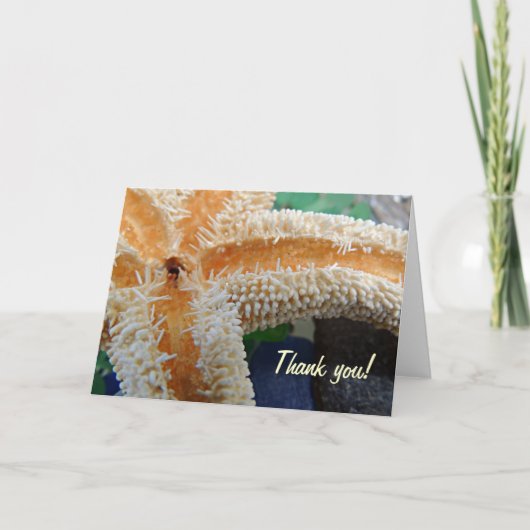 スターフィッシュオンビーチガラスサンキューカード サンキューカード (正面)