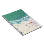 スターフィッシュオンビーチティール(緑がかった色)シーウォーターエレガント ノートブック (右側)