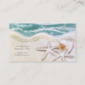 スターフィッシュオンビーチティール（緑がかった色）シーウォータートロピカルシック 名刺 (裏面)