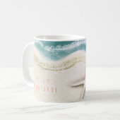 スターフィッシュオンビーチティール(緑がかった色)シーウォータートロピカル コーヒーマグカップ (正面左)