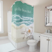 スターフィッシュオンビーチティール（緑がかった色）シーウォータートロピカル シャワーカーテン (インサイチュ)