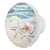 スターフィッシュオンビーチティール（緑がかった色）シーウォータートロピカル セラミックノブ (右)