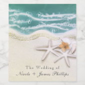 スターフィッシュオンビーチティール（緑がかった色）シーウォーターワインラベル ワインラベル (シングルラベル)