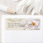 スターフィッシュオンビーチティール（緑がかった色）シーウォーター招待状 ラベル (インサイチュ)