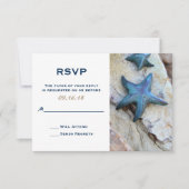 スターフィッシュオンロッキーバックグラウンドビーチ結婚式 出欠カード (正面)