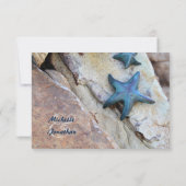 スターフィッシュオンロッキーバックグラウンドビーチ結婚式 出欠カード (裏面)