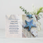 スターフィッシュオンロッキーバックグラウンドビーチ結婚式 招待状 (スタンド正面)