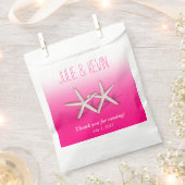スターフィッシュカップルのビーチ結婚式グラデーション明るい赤紫色 フェイバーバッグ (クリップ留めされた状態)