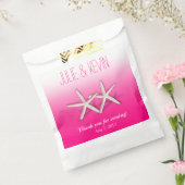 スターフィッシュカップルのビーチ結婚式グラデーション明るい赤紫色 フェイバーバッグ (封をした状態)