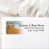 スターフィッシュカップルビーチトロピカル結婚ズ ラベル (インサイチュ)