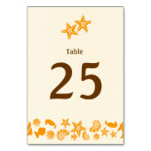 スターフィッシュカップル夏ビーチ結婚式 テーブルナンバー (裏面)