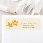 スターフィッシュカップル夏ビーチ結婚式 ラベル (インサイチュ)