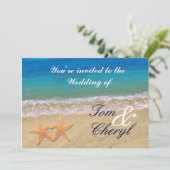 スターフィッシュカップル海ビーチ結婚式招待状 招待状 (スタンド正面)