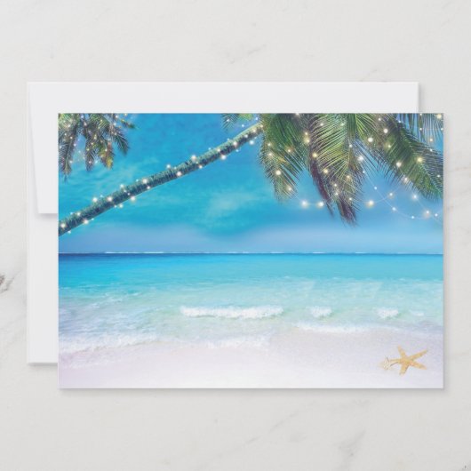 スターフィッシュカップル照明ビーチ先結婚式 招待状 (裏面)