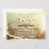 スターフィッシュカップル&シーフォームビーチ婚約パーティ 招待状 (正面/裏面)