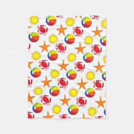 スターフィッシュカニビーチボールサマーサンシャインビーチ フリースブランケット