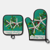 スターフィッシュクリスマスキッチンベーキング 鍋つかみ&鍋敷きセット (正面)