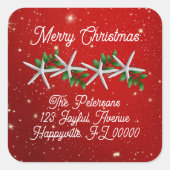 スターフィッシュクリスマス差出人住所封筒用シール スクエアシール (正面)