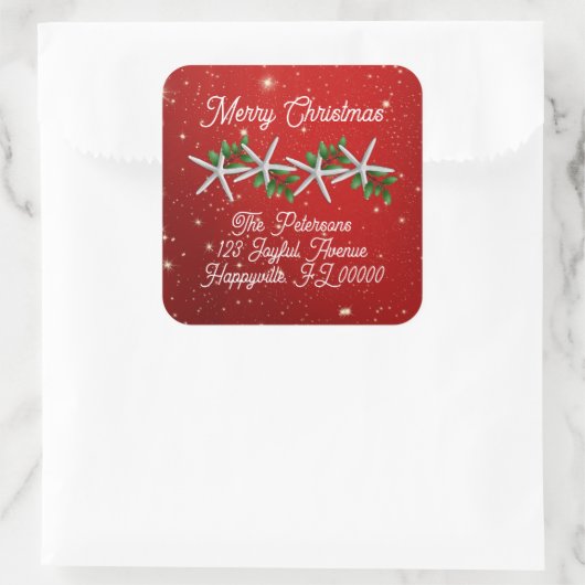 スターフィッシュクリスマス差出人住所封筒用シール スクエアシール (バッグ)