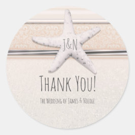 スターフィッシュクリーミーホワイトビーチエレガントな結婚式 ラウンドシール