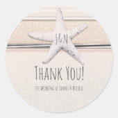 スターフィッシュクリーミーホワイトビーチエレガントな結婚式 ラウンドシール (正面)