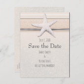 スターフィッシュクリーミー白ビーチ結婚式保存日 案内ポストカード (正面/裏面)