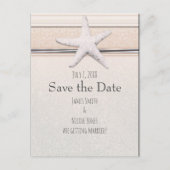 スターフィッシュクリーミー白ビーチ結婚式保存日 案内ポストカード (正面)